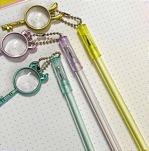 Caneta Em Gel Chave Coelho Ponta Fina Kit com 2 Unidades