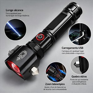 Lanterna Longo Alcance 2000m Com Foco Recarregável B-Max BM-8521
