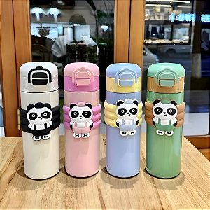 Garrafa Térmica Infantil Com Canudo Panda Fofo 520ml B-Max BM-P1693