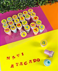 Kit Carimbo Letras Alfabeto 26 Unidades Uniso KC-15