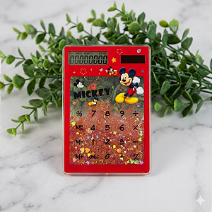 Calculadora Mickey Mouse Transparente Solar Glitter JHD-218-1
