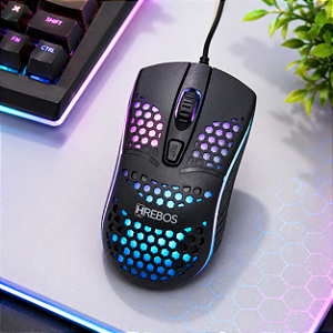 Mouse Gamer LED RGB 4 Botões 1200 DPI Hrebos HS-189