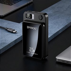 Carregador Portátil Power Bank Indução 10000mAh 22.5W Hrebos PB-933