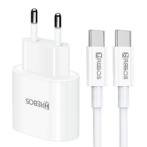 Carregador Completo Turbo 20W USB-C Tipo C Hrebos CRG-211C