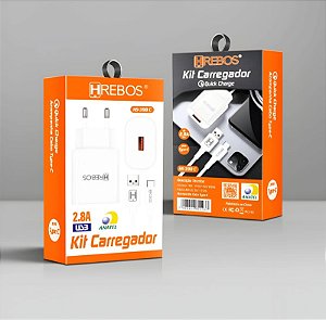 Carregador Turbo USB Para Tipo C 2.8A 14W Hrebos HS-398C