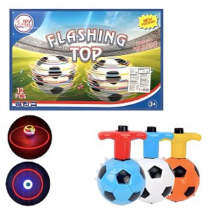 Pião Luminoso Com Lançador E Música Bola Futebol MC-7087