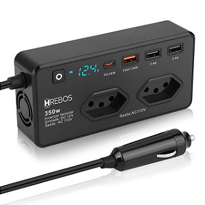 Inversor Veicular de Energia 350W 12V/110V Hrebos IF-378