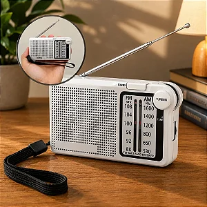 Mini Rádio Portátil AM FM Entrada P2 Recarregável Lelong LE-662