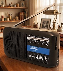 Mini Rádio Portátil AM FM Com Fone de Ouvido Lelong LE-653
