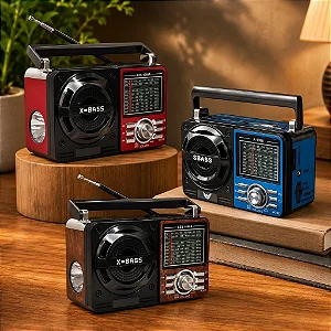 Rádio Retrô Recarregável AM FM USB SD 5W Lelong LE-616