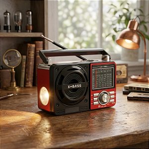 Rádio Retrô Recarregável AM FM USB SD 5W Lelong LE-616