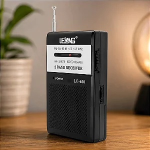 Mini Rádio Portátil AM FM Com Fone De Ouvido Lelong LE-650