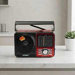 Rádio Retrô Recarregável AM FM USB SD 5W Lelong LE-610