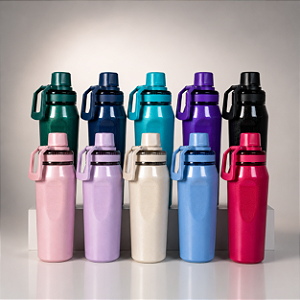 Garrafa Térmica 500ml Com Canudo Glitter BTop BM-P1918