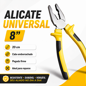 Alicate Universal 8” 20cm Cabo Emborrachado NavyTools 24004