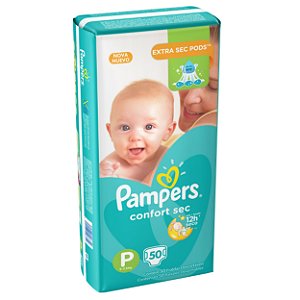 Fraldas Pampers Confort Sec - P - 50 unidades Fraldas Pampers Confort Sec - P - 50 unidades