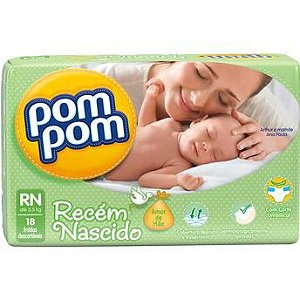 Fralda Infantil Pom Pom Recém Nascido - RN - 18 unidades Fralda Infantil Pom Pom Recém Nascido - RN - 18 unidades