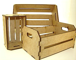 Trio miniatura caixotes de feira