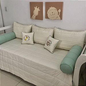 ENXOVAL DE CAMA BABÁ 8 PEÇAS 200 FIOS SAFARI MARFIM   (COM TODOS ENCHIMENTOS E ZIPER FLETCHER )