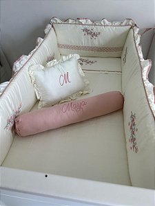 Kit de Berço 08 Peças 400 Fios Clássico Jardim