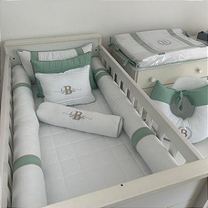 Kit de Berço 09 Peças 200 Clássico verde menta