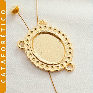 ATACADO - 100 Entremeios Para Personalizar Para Terço Uma Face Católico 3,4x2,5 cm Alta Qualidade Dourado Cataoforético