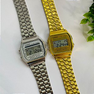 Relógio Retro Digital - Kit Rlógio+Pulseiras+2 Pares de Brincos na Caixinha