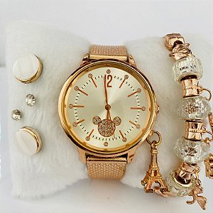 Relógio - Kit Rlógio+Pulseiras+2 Pares de Brincos na Caixinha - FC0028
