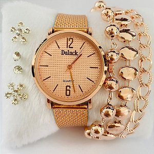 Relógio - Kit Rlógio+Pulseiras+2 Pares de Brincos na Caixinha - FC0037