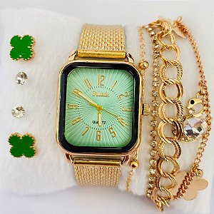 Relógio - Kit Rlógio+Pulseiras+2 Pares de Brincos na Caixinha - FC0102
