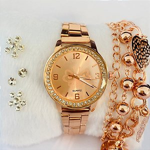 Relógio - kit Relógio+Pulseira+Brincos na Caixinha - FC0103