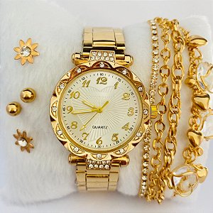 Relógio - kit Relógio+Pulseira+Brincos na Caixinha - FC0106