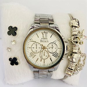kit Relógio+Pulseira+Brincos na Caixinha - FC0116