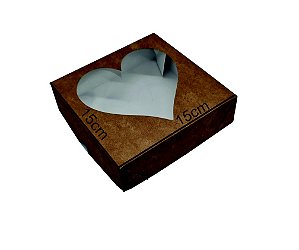 Caixa com visor Coração 15x15x4 (cm) - 20 unidades