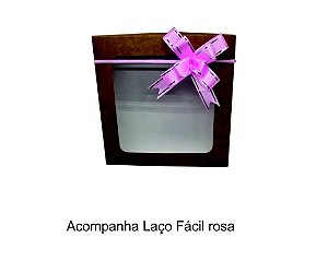 Caixa com visor 15x15x4 (cm) Kraft - com laço fácil - 10 unidades