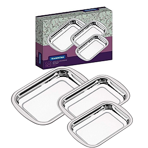Jogo De Assadeira 3 Peças Cosmos Inox Tramontina