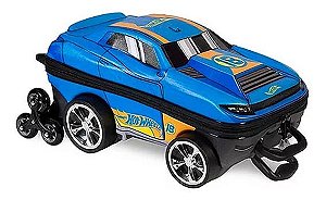 Mochila Rodinha Tripla Hot Wheels Azul 3d Maxtoy