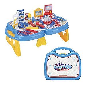 Kit Medico Infantil Com Maleta Mini Doutor Azul Fênix