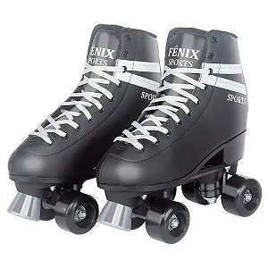 Patins 4 Rodas Clássico Preto 35/38 Roller Skate Tradicional Fenix