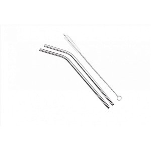 Conjunto 2 Canudos De Inox Com 1 Escova Brinox