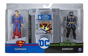Set Bonecos Superman Vs Darkseid 4 Sunny + 6 Acessorios