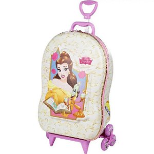 Mochila Infantil Rodinha Tripla Princesa Bela 3d Maxtoy