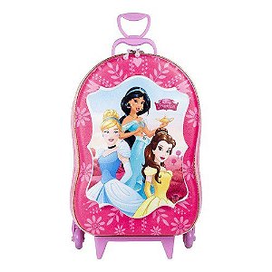 Mochila Rodinha Tripla Princesas Disney 3d Maxtoy