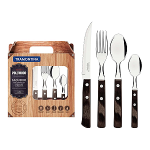 Faqueiro Inox Polywood Castanho 24 Peças Tramontina