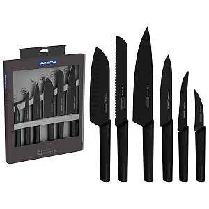 Jogo de Facas Inox Nygma 6 Peças Preto TRAMONTINA