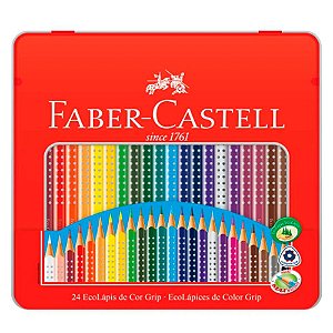 Lápis De Cor Grip Faber Castell Estojo Lata 24 Cores