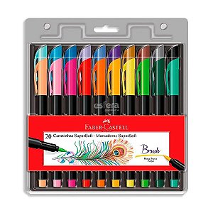 Canetinha Hidrográfica Supersoft Brushpen Faber C/ 10 Cores