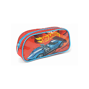 Estojo Escolar Hot Wheels Laranja 100 Lápis 1 Bolso Luxcel