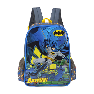 Mochila Escolar Costas Batman Cinza Infanto Juvenil Luxcel