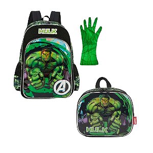 Kit Mochila Costas e Lancheira Escolar Luxcel Hulk Avengers